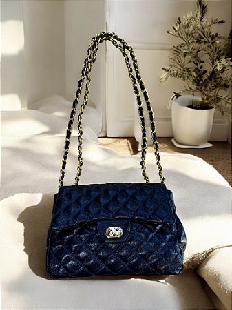 Bolsa afim paris marinho couro legítimo