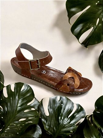 Sandália couro boho chique Andacco