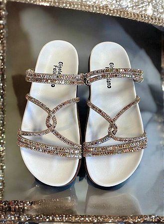 Papete off white strass importado rosê