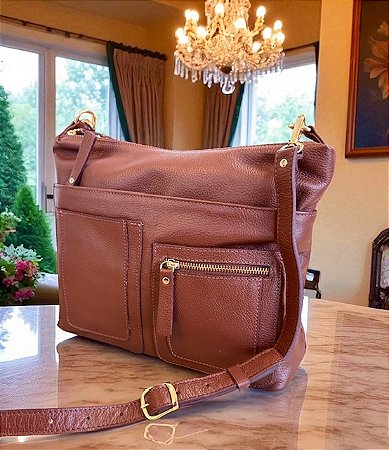 Bolsa Califórnia couro legítimo madeira