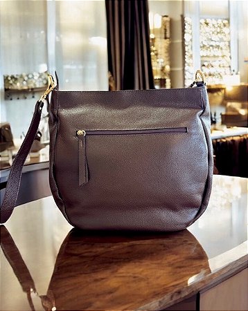 Bolsa Grécia couro legítimo café