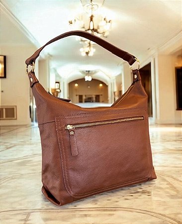 Bolsa Mônaco couro legítimo café