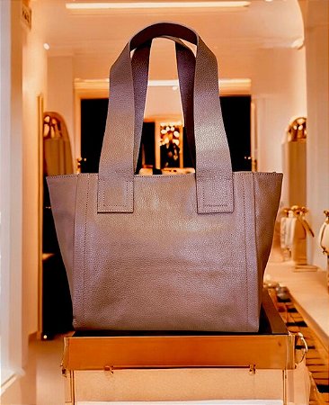 Bolsa Itália couro legítimo castor
