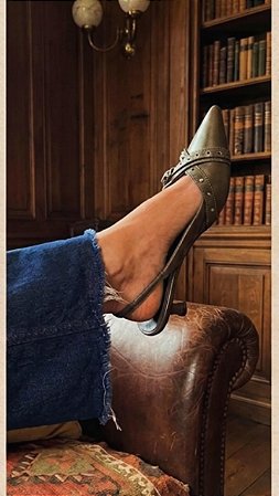 Slingback Paris verde militar salto fino