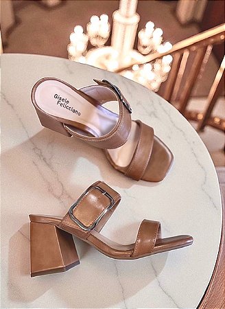 Tamanco Ibiza capuccino salto bloco