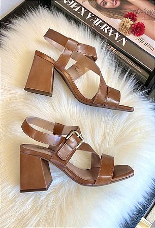 Sandália Espanha areia salto bloco