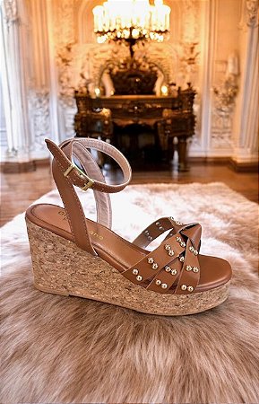 Sandália anabela Sevilha ambar