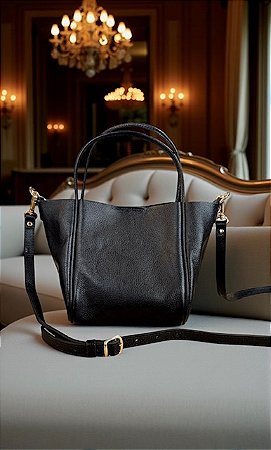 Bolsa Mary couro legítimo preta