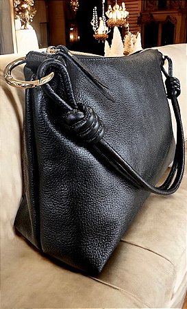 Bolsa Jane couro legítimo preta