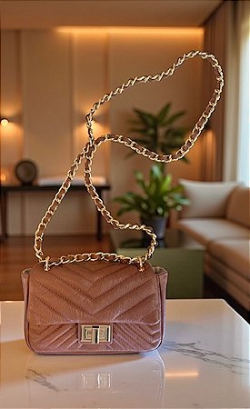 Bolsa Elegance couro legítimo camel