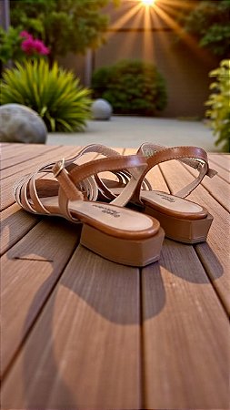 Sandália rústica salto baixo