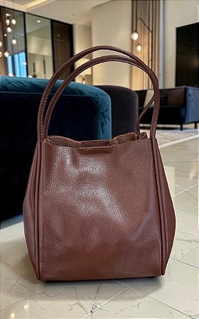 Bolsa Bucket 100% couro café