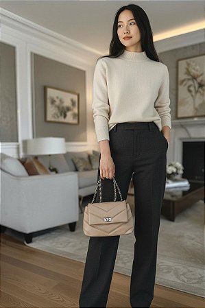 Bolsa luxo nude matelassê 100% couro