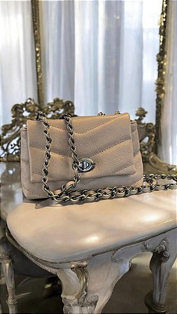 Bolsa luxo nude P matelassê 100% couro