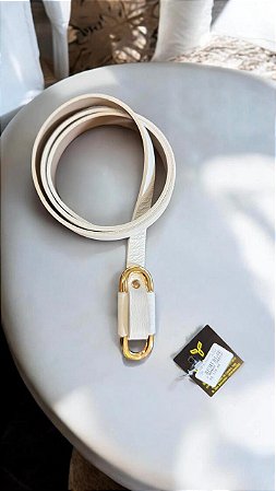 Cinto clássico off white couro legítimo