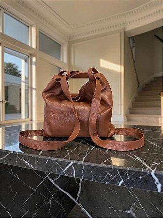 Bolsa Slouchy Avelã Couro Legítimo Nobre