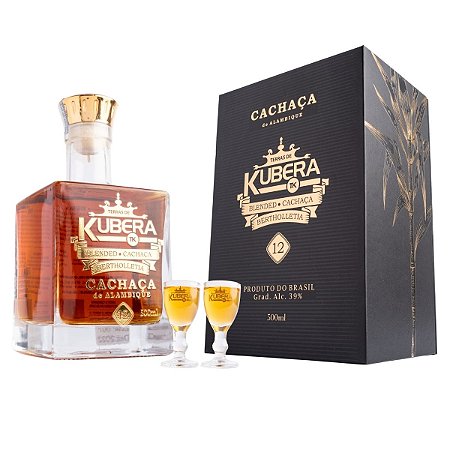 CACHAÇA BERTHOLLETIA 12 ANOS GARRAFA QBIC 500ML 2 TACINHAS