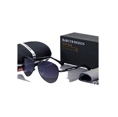 Óculos De Sol Barcur BC8009 Memery Aviador Polarizado Black Gradient