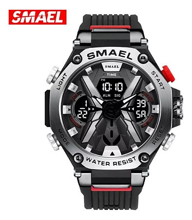 Relógio Smael 8087 Masculino Tático Militar Preto/prata