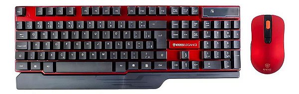 Kit Teclado E Mouse S/ Fio Kross Vermelho E Preto Ke-km553v1