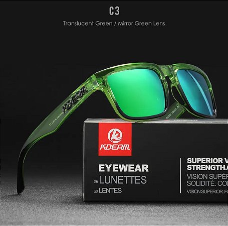 Óculos De Sol Esportivo Polarizado Kdeam C3 Mirrored Green
