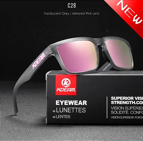 Óculos De Sol Esportivo Polarizado Kdeam C28 Mirrored Pink
