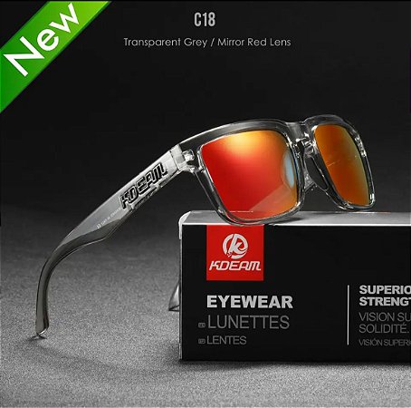 Óculos De Sol Esportivo Polarizado Kdeam C18 Mirrored Red
