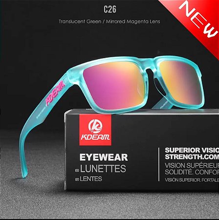Óculos De Sol Esportivo Polarizado Kdeam C26 Mirrored Magenta