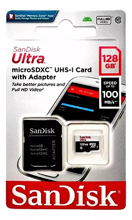 Cartão Memória Micro Sdxc 128gb Ultra 100mb Sandisk SDSQUNR-128GB-GN3MA