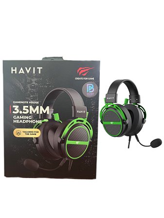 Fones Havit Gamenote H2030e Preto E Verde Com Microfone