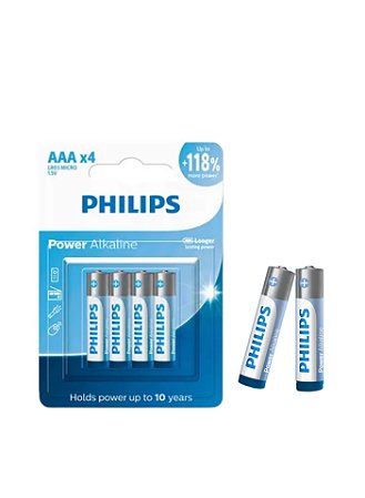 Pilha Philips Power Alkaline Aaa Palito 1.5v C/4 Unidades
