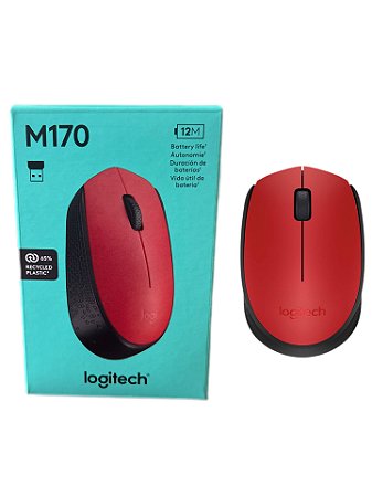 Mouse Sem Fio Logitech M170 Com Pilha Inclusa - Vermelho