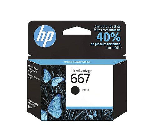 Cartucho De Tinta Hp 667 Preto Original 2ml - 1 Unidade
