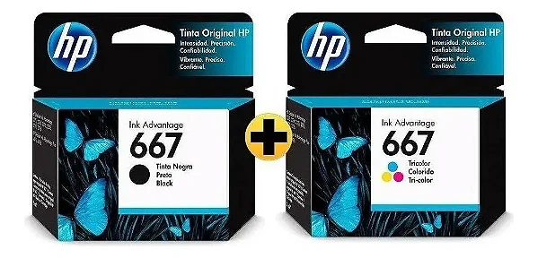 Kit Cartuchos Hp 667 Preto Colorido 1275 2374 2775 2776 6476