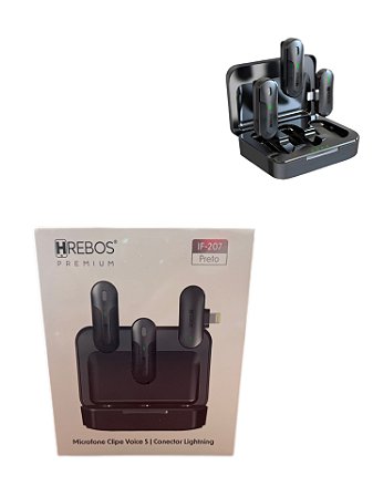 Microfone Lapela Profissional Sem Fio Duplo Hrebos If-207 Preto