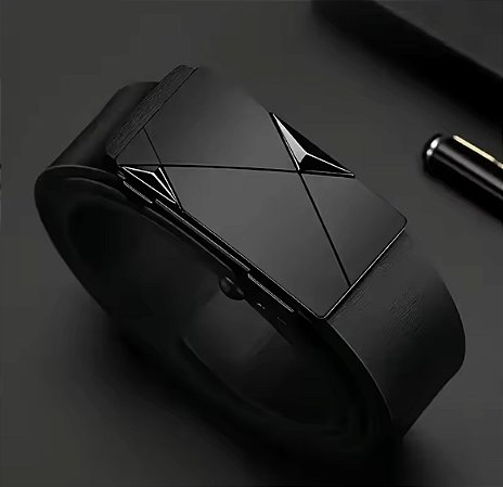 Cinto Bentim Couro Pu Fivela Catraca Preto 130cm Liso