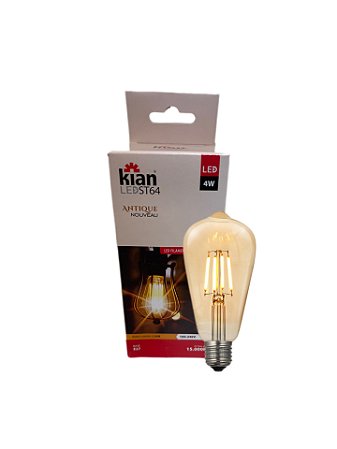 Lâmpada Led Antique Noveau St64 4w E27 2.200k Ambar Kian