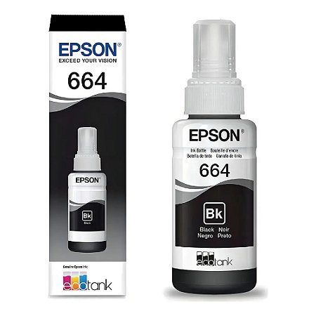 Tinta Epson T664 Ecotank L365 L200 L495 L656 L220 Preto
