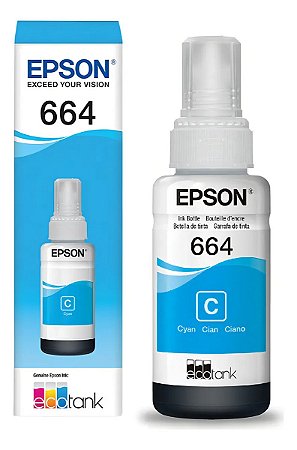 Tinta Epson T664220 Ecotank L365 L200 L495 L656 L220 Ciano