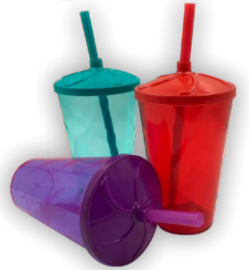 Copo Twister com tampa e canudo 300ml
