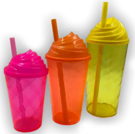 Copo Chantilly com tampa e canudo 300ml