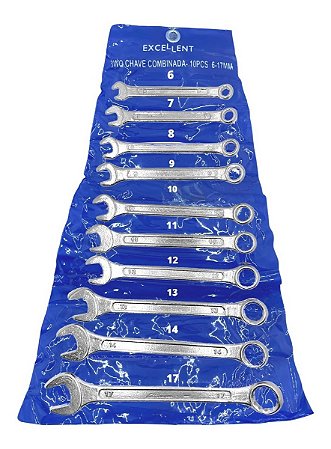 Jogo De Chave Combinada C/10pçs 6a17mm Fixa/estrela Profiss