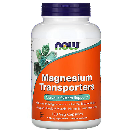 Magnésio Transporters Now Foods 120mg 180cps Original