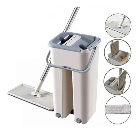 Rodo Mop e Balde Flat Lava e Seca Conforto 2 Refil TopHouse
