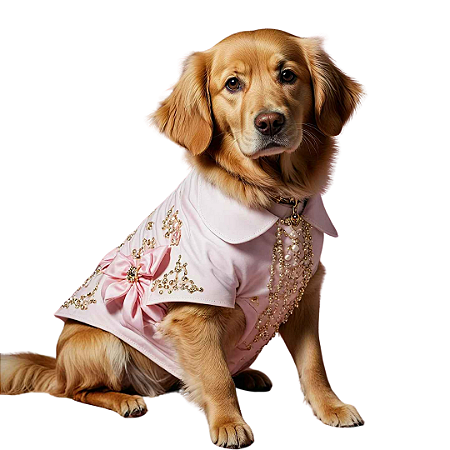 Roupa de Pet Gold e Laço