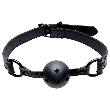 Mordaça Bola Com Furos Ajustável Por Tiras E Fivela Metálica