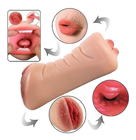 Masturbador Estimulador Masculina Realística Boca E Vagina