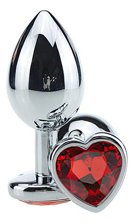Plug Anal Metal Formato Coração Grande Adorno Colorido