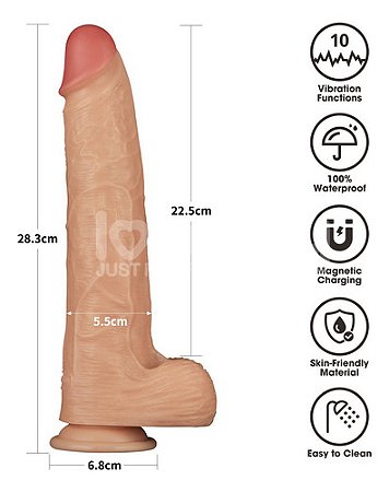 Pênis Realístico 28,3 x 5,5 Cm Recarregável 10 Vibrações Pe261