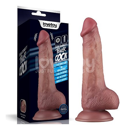Pênis Dupla Densidade 21,6x4,5 Recarregável E Vibrador Pe264